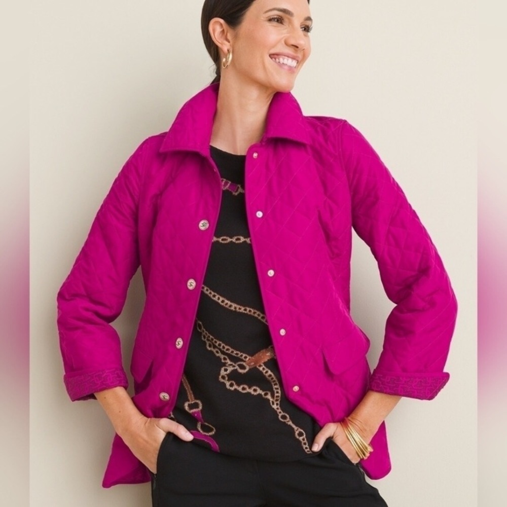 CHICO'S | Modern Quilted Barn Jacket Fuchsia